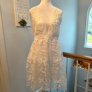 Off-white embroidered feminine dress